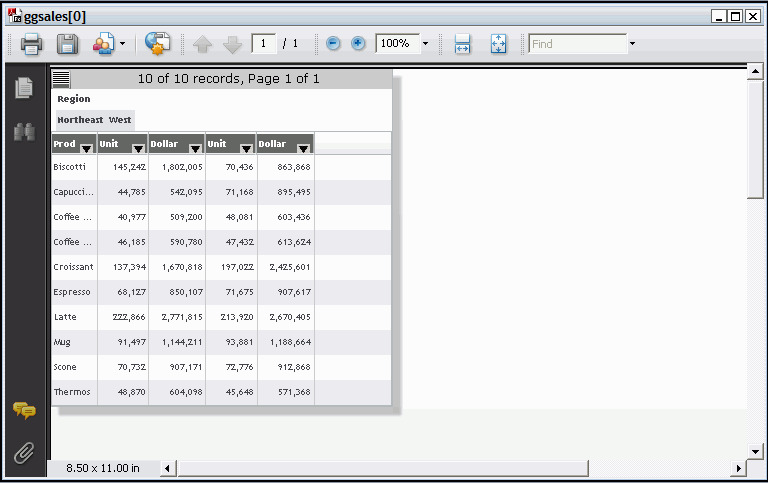 Active PDF report output in new window