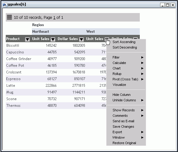 Active report in Query Output window