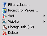 X Axis or Legend menu for chart query