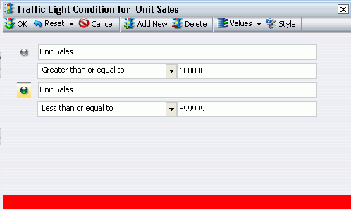 Traffic Light Condition dialog box