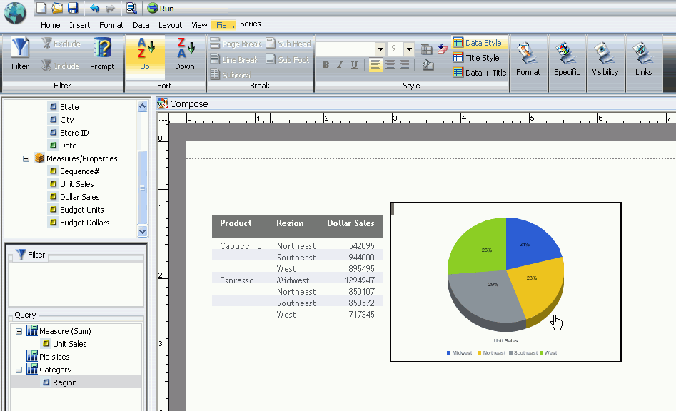 Compound Document with a report and chart