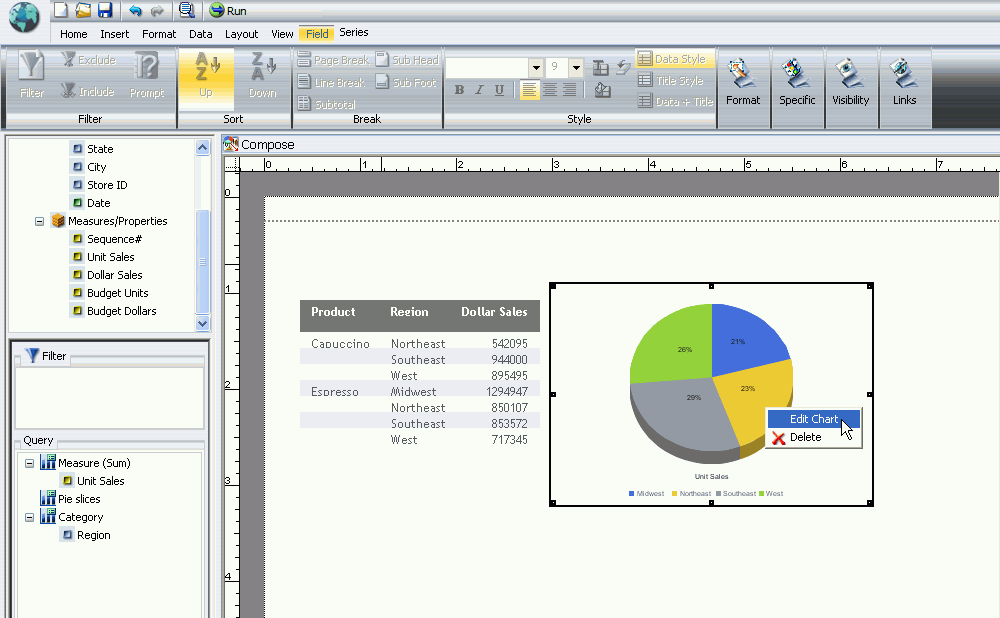 Compound Document with the Edit Chart option