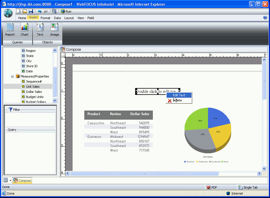 Compound Document edit text option