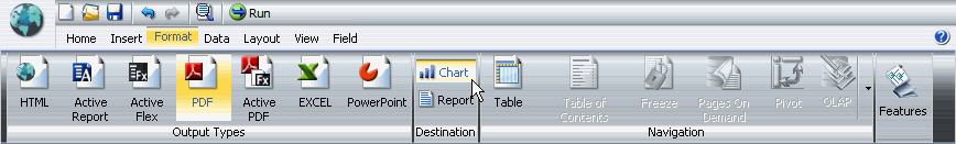 Chart button in the Destination group