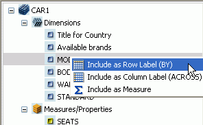 Data source right-click menu