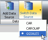 Switch Data Source drop-down list