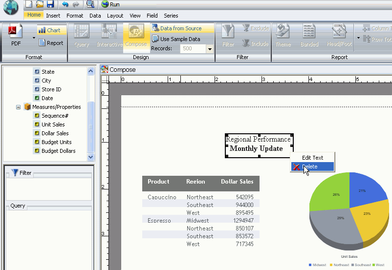 Compound Document with the Edit Text right-click text menu