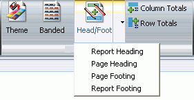 Drop-down menu in Head/Foot button