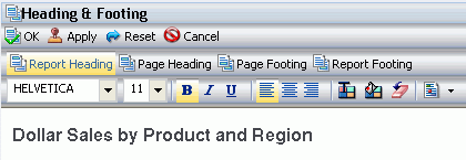 Heading and Footing dialog box