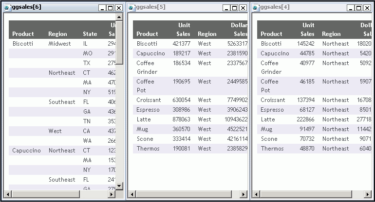 Output windows tiled vertically