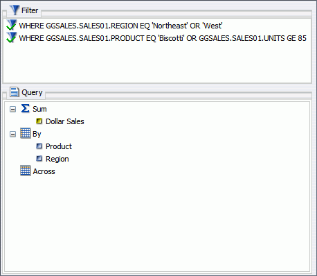 Filter area of Query Design Pane