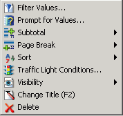 By Field menu for report query