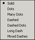 Reference Line Style menu options