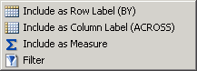 Data pane menu for report query