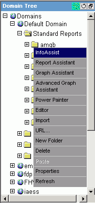 Standard Reports folder options