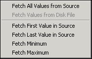 Data Values dialog box Values options